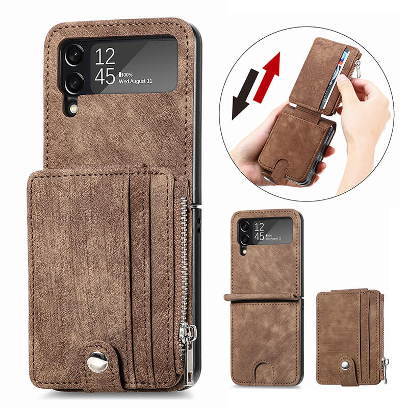 Luxury Fashion Leather Wallet Folding Case For Samsung Galaxy Z Flip 3 & Z Flip 4 - casetiphone