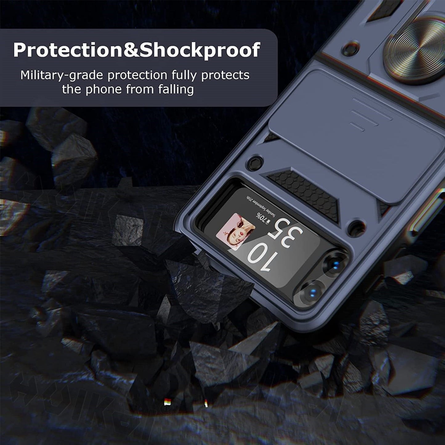 Magnetic Shockproof Case with Camera Cover For Samsung Galaxy Z Flip 4 - casetiphone