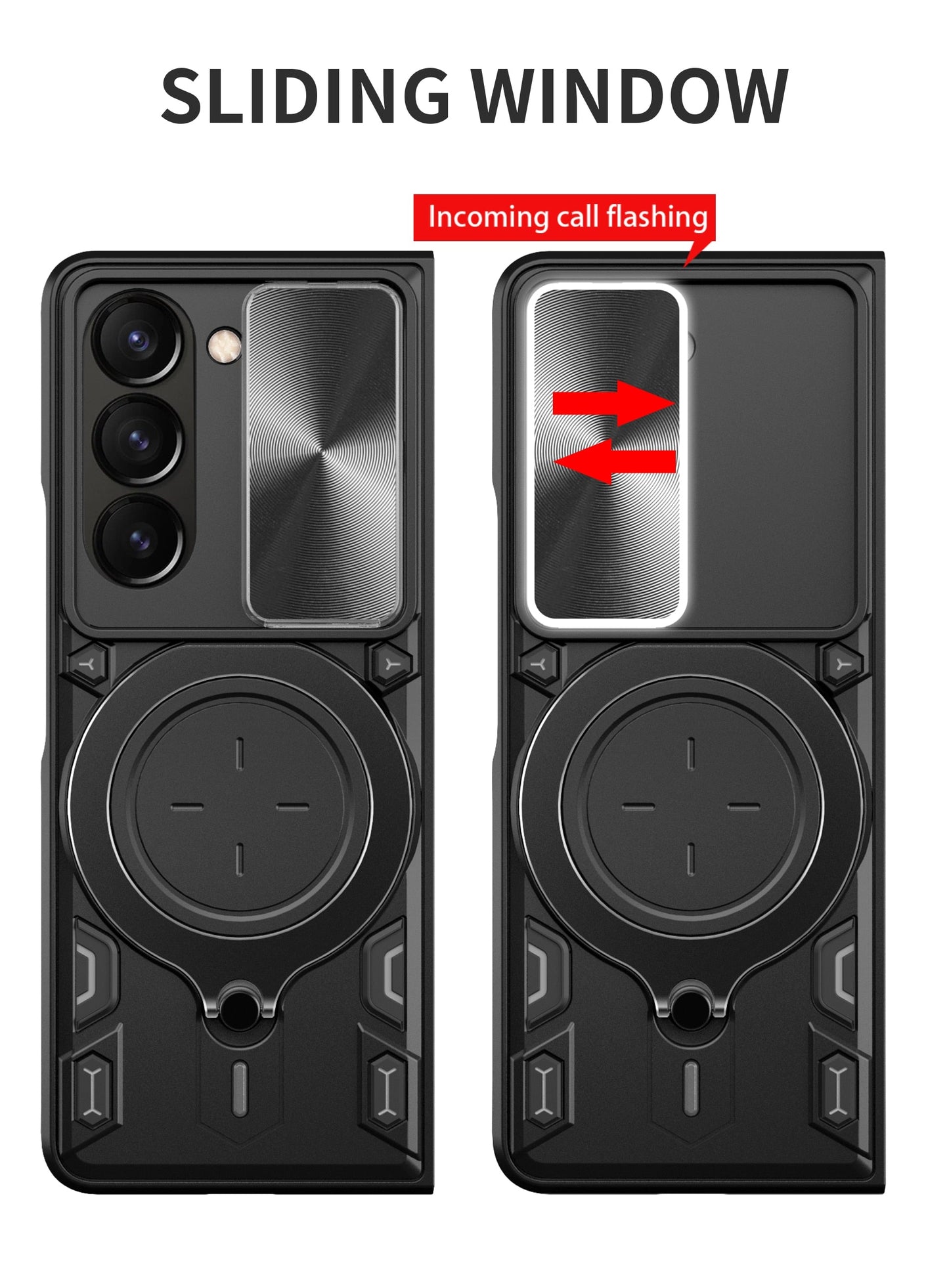 Magnetic Armor Case with Ring & Window Camera Protector For Galaxy Z Fold 5