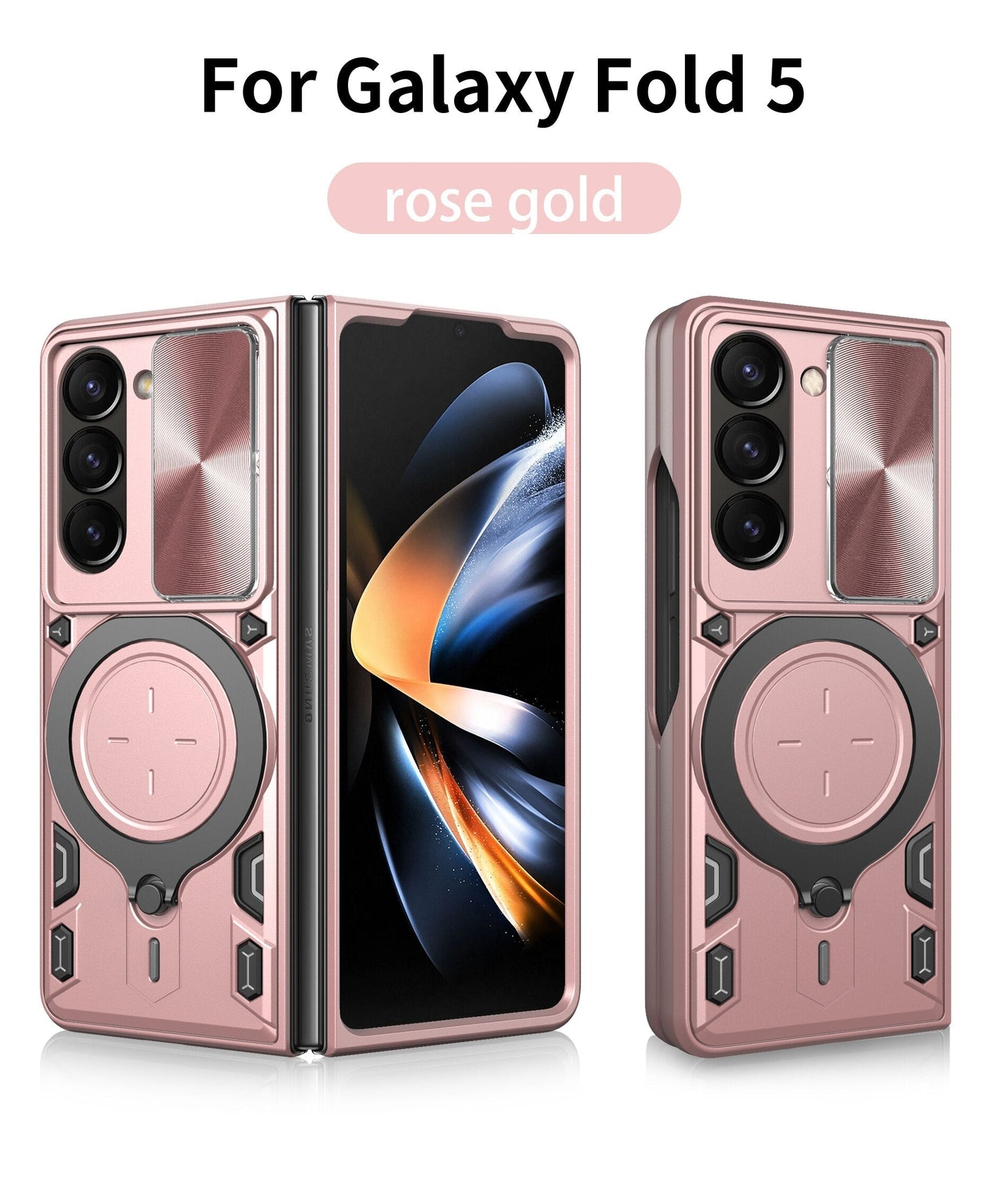Magnetic Armor Case with Ring & Window Camera Protector For Galaxy Z Fold 5
