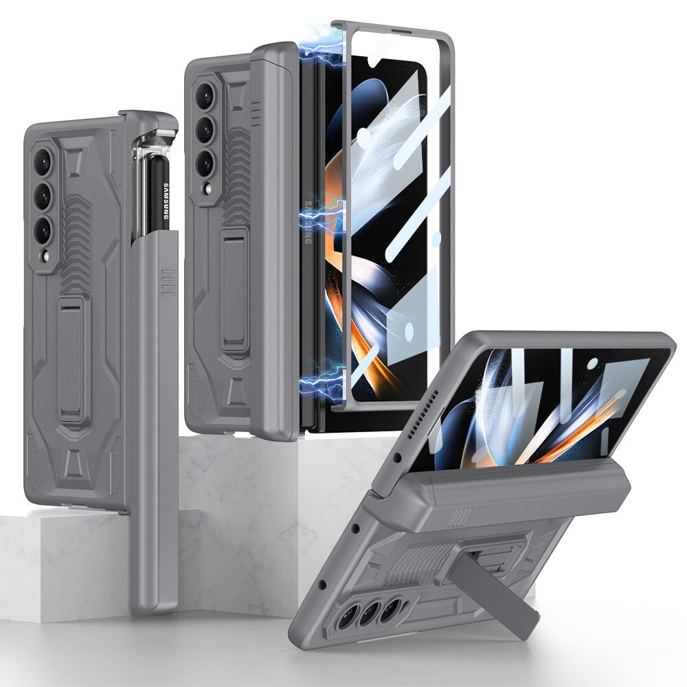 All-included Pen Case With Back Screen Glass Cover For Galaxy Z Fold 4 - casetiphone