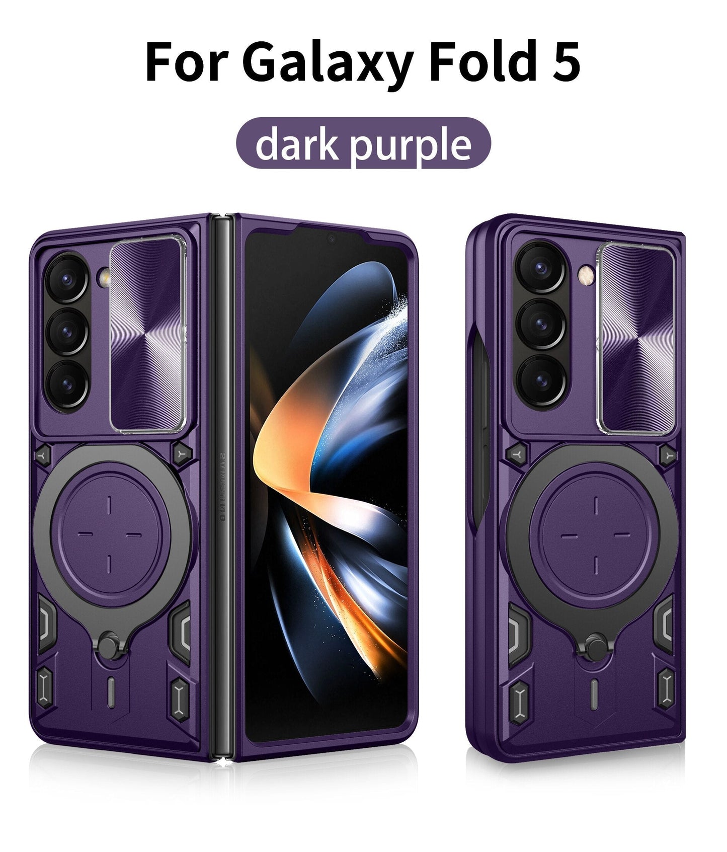 Magnetic Armor Case with Ring & Window Camera Protector For Galaxy Z Fold 5