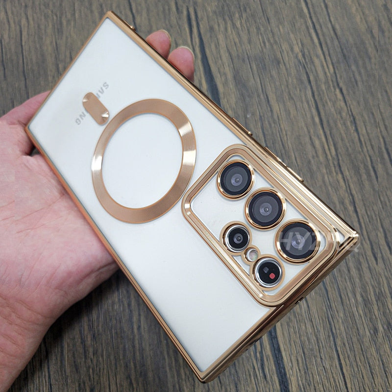 Luxury Transparent Plating Magsafe Case For Samsung Galaxy S23 / Plus / Ultra - casetiphone
