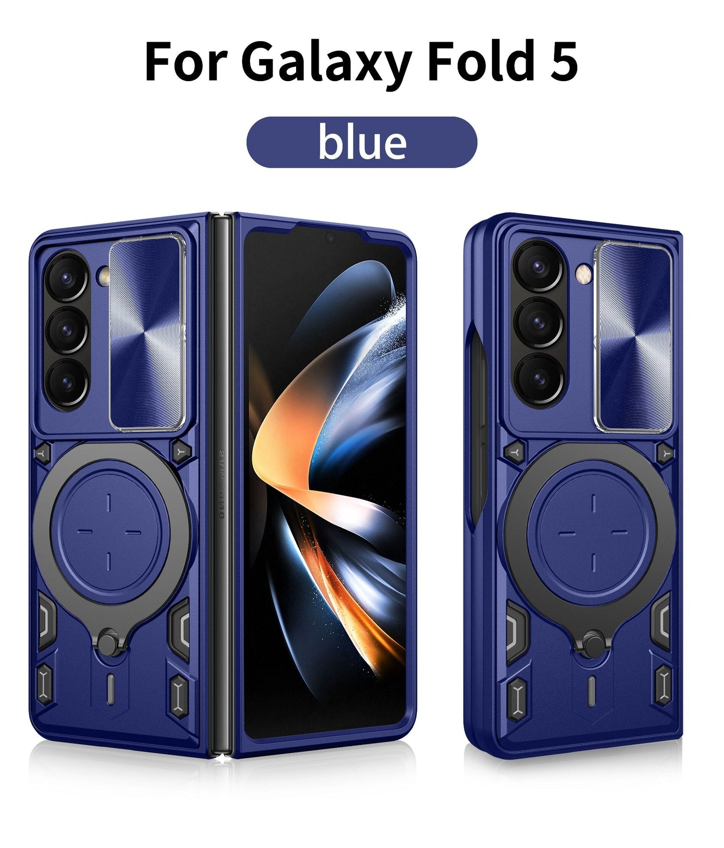 Magnetic Armor Case with Ring & Window Camera Protector For Galaxy Z Fold 5