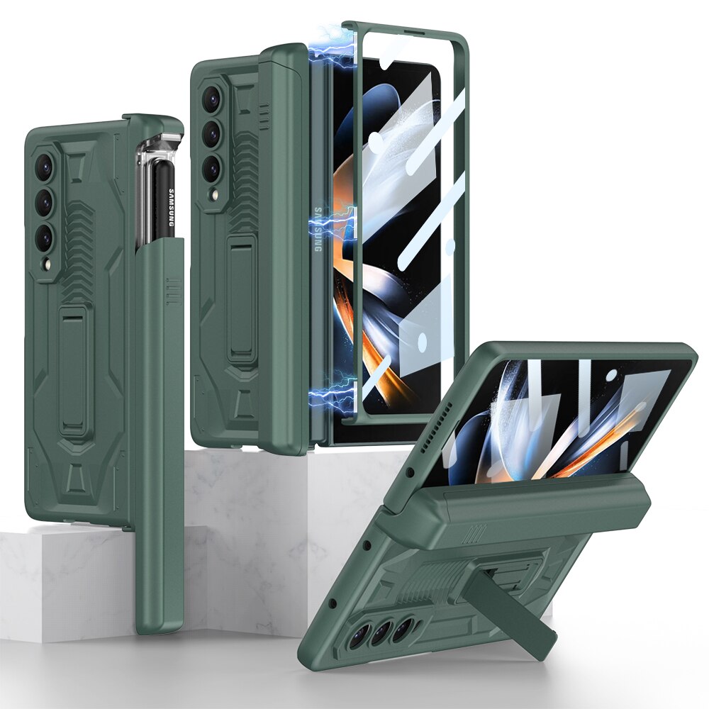 All-included Pen Case With Back Screen Glass Cover For Galaxy Z Fold 4 - casetiphone