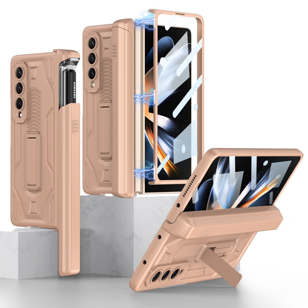 All-included Pen Case With Back Screen Glass Cover For Galaxy Z Fold 4 - casetiphone
