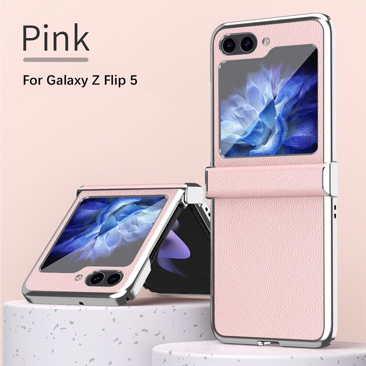 Samsung Galaxy Z Flip 5 Colorful Electroplated Plain Leather Case