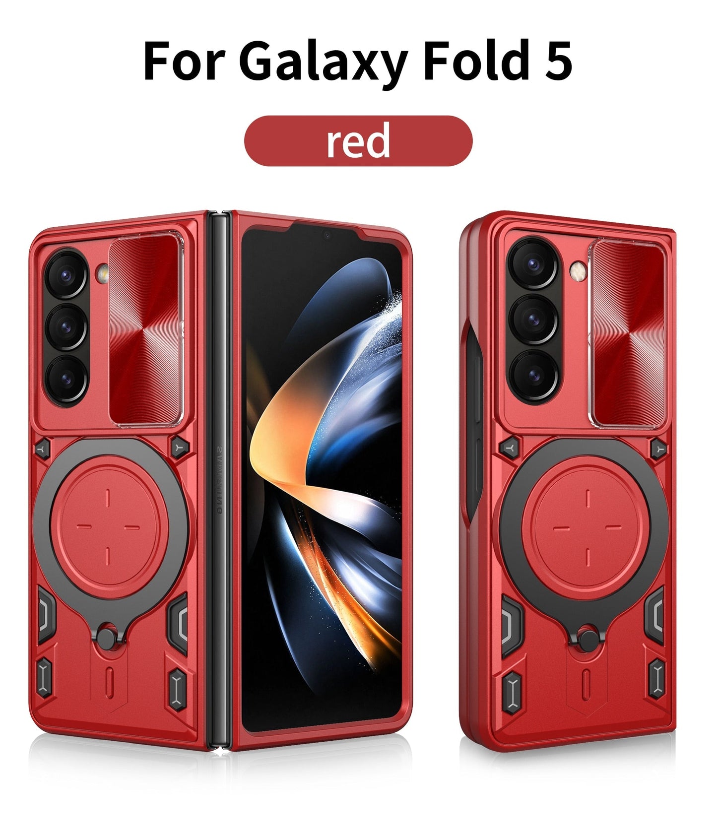 Magnetic Armor Case with Ring & Window Camera Protector For Galaxy Z Fold 5
