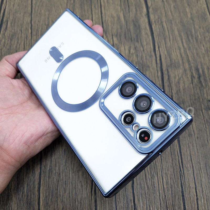 Luxury Transparent Plating Magsafe Case For Samsung Galaxy S23 / Plus / Ultra - casetiphone