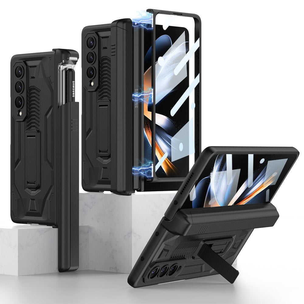All-included Pen Case With Back Screen Glass Cover For Galaxy Z Fold 4 - casetiphone
