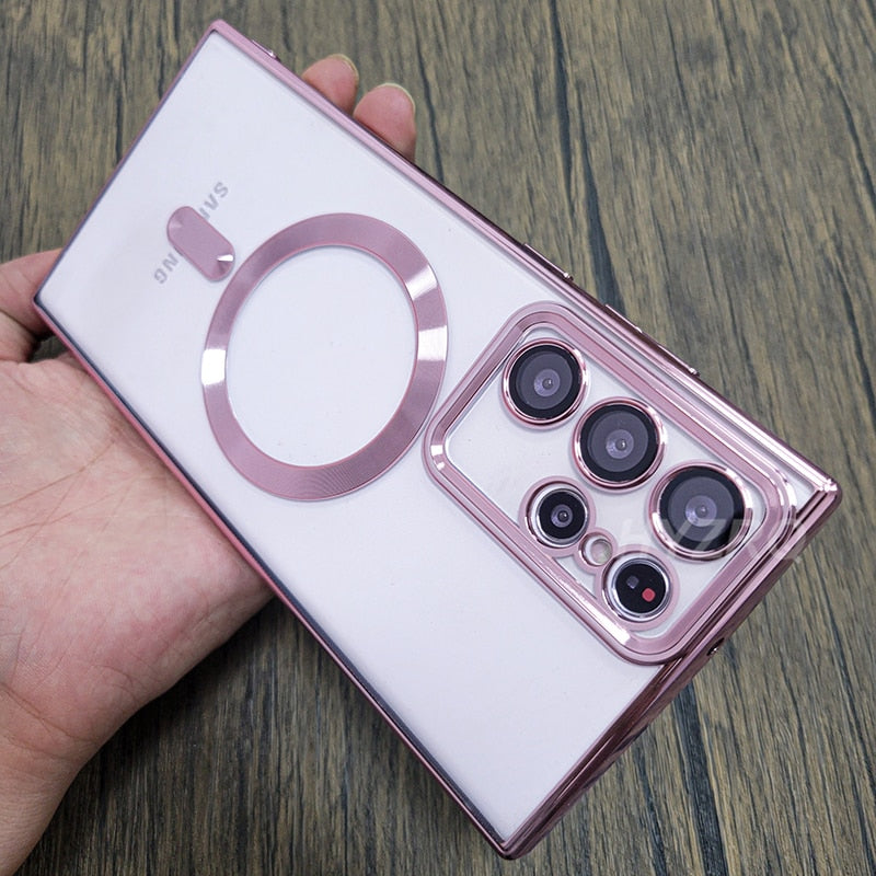 Luxury Transparent Plating Magsafe Case For Samsung Galaxy S23 / Plus / Ultra - casetiphone