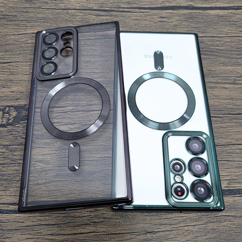 Luxury Transparent Plating Magsafe Case For Samsung Galaxy S23 / Plus / Ultra - casetiphone