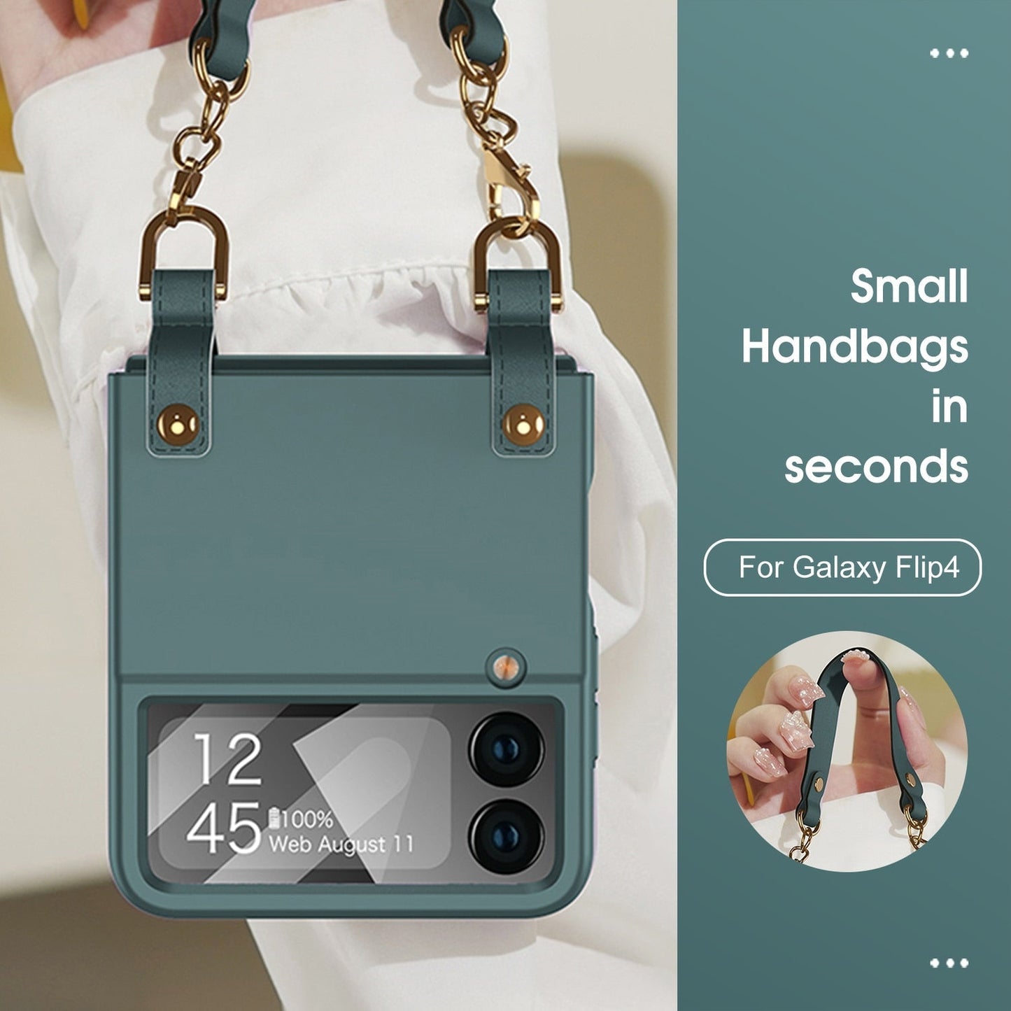 Luxury Case With Strap For Samsung Galaxy Z Flip 4 - casetiphone