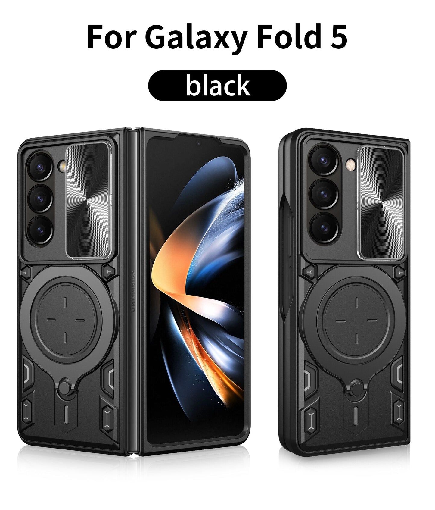 Magnetic Armor Case with Ring & Window Camera Protector For Galaxy Z Fold 5