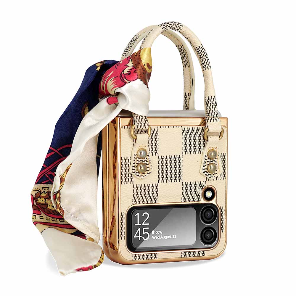Newest Color Handbag Fashion Silk Scarf Galaxy Z Flip3 Flip4 Phone Case - casetiphone