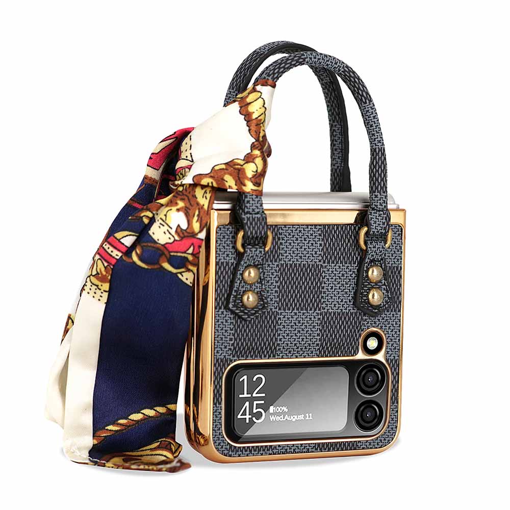 Newest Color Handbag Fashion Silk Scarf Galaxy Z Flip3 Flip4 Phone Case - casetiphone