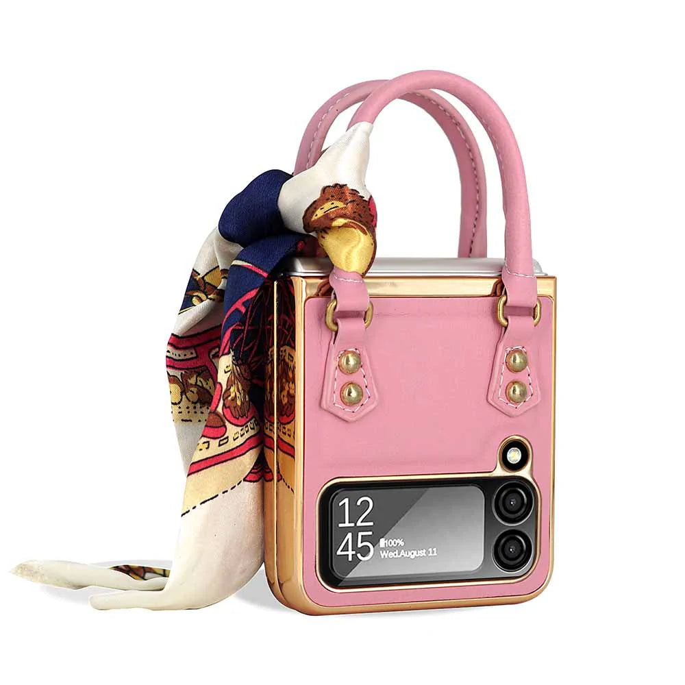 Newest Color Handbag Fashion Silk Scarf Galaxy Z Flip3 Flip4 Phone Case - casetiphone