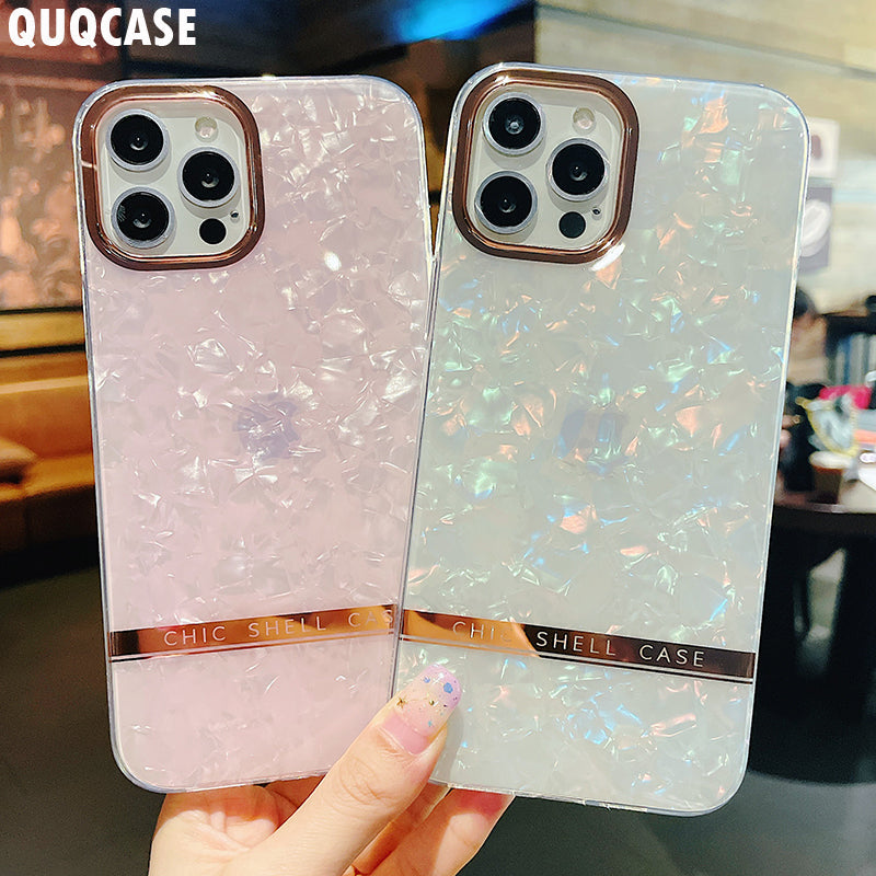 Luxury Dream Shell Glossy Marble Clear Case For iPhone - casetiphone