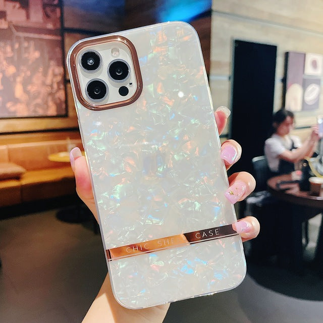 Luxury Dream Shell Glossy Marble Clear Case For iPhone - casetiphone