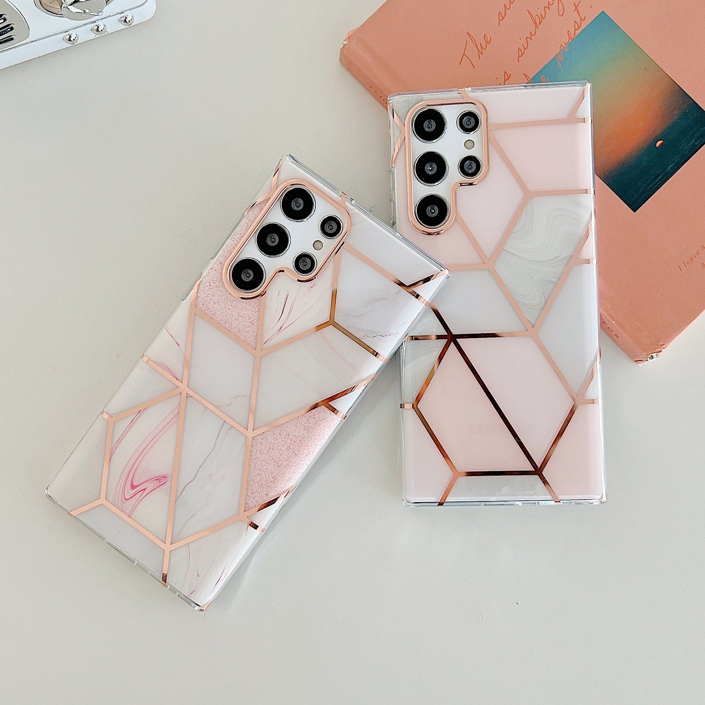 Electroplated Line Glitter Marble Case For Samsung S22 Series - casetiphone