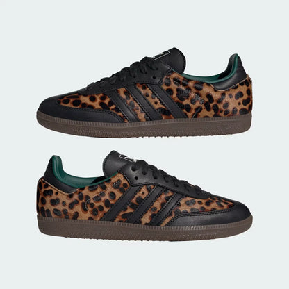 Samba OG Black and Green Leopard Print Sneakers