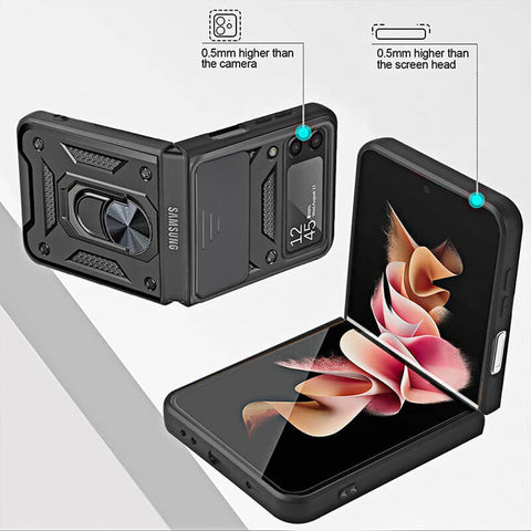 Drop Tested Cover with Magnetic Kickstand Car Mount Protective Case for Samsung Galaxy Z Flip4 Flip3 5G - casetiphone