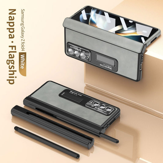 Luxury 2 Hinge Plating Leather Hiding Bracket Case - casetiphone