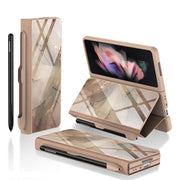 Luxury Leather & Tempered Glass Flip Stand Case For Galaxy Z Fold - casetiphone