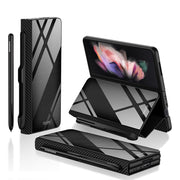 Luxury Leather & Tempered Glass Flip Stand Case For Galaxy Z Fold - casetiphone