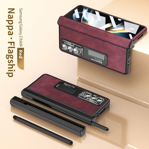 Luxury 2 Hinge Plating Leather Hiding Bracket Case - casetiphone