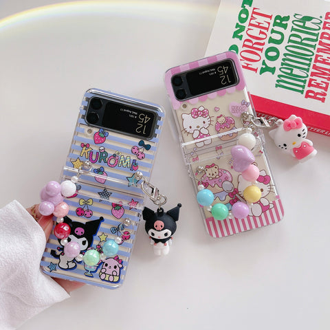 Cartoon Pearl hand chain Phone Case For Samsung Galaxy Z Flip 3 & 4 - casetiphone