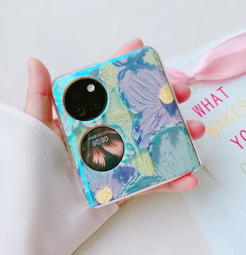 Fashion Oil Painting Flower Folding Phone Case For Huawei P50 Pocket - casetiphone