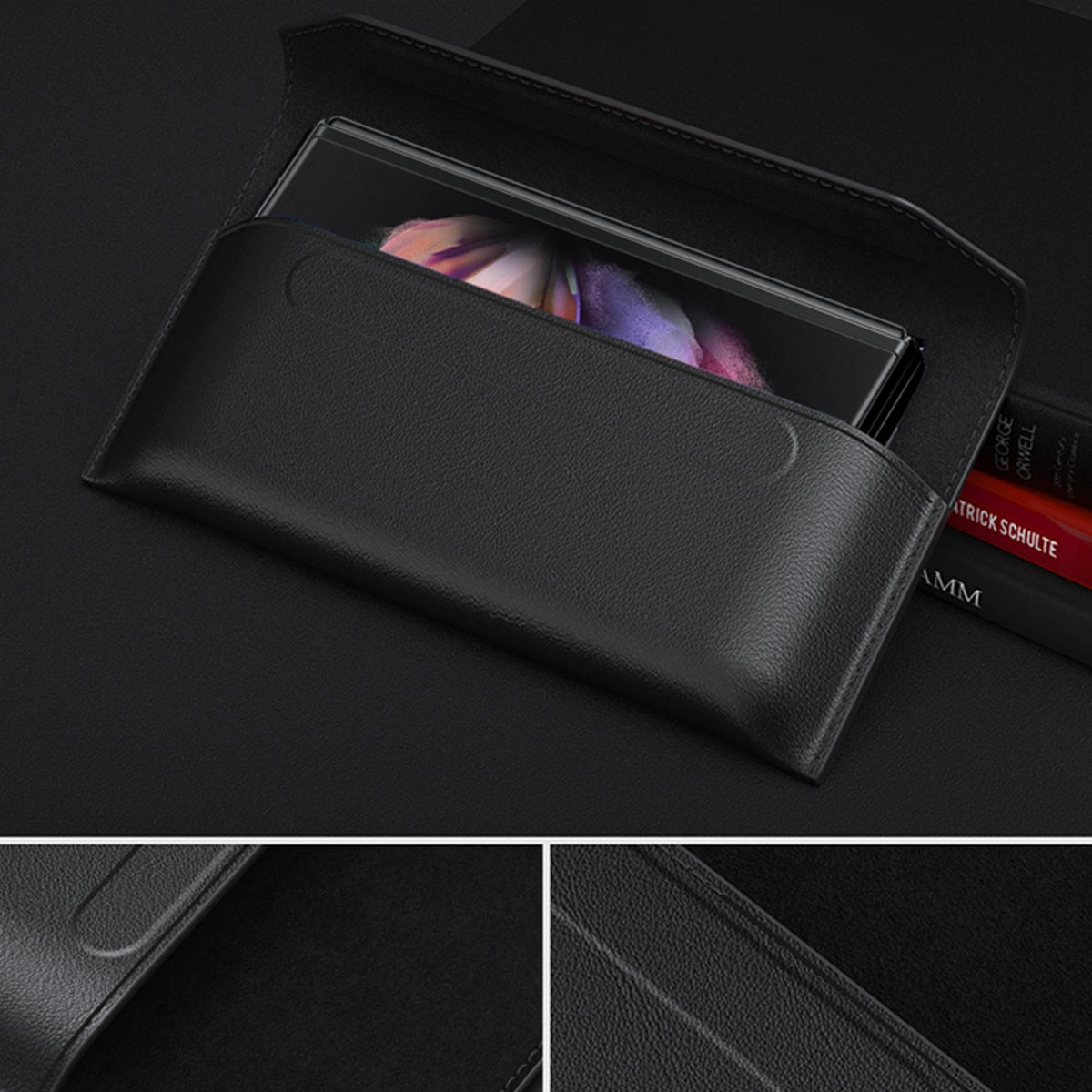 Genuine Leather Magnetic Pouch Case For Samsung Galaxy Z Fold 4 - casetiphone