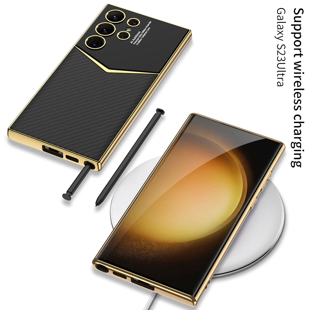 Luxury Electroplated Leather Case For Samsung Galaxy S23 Series