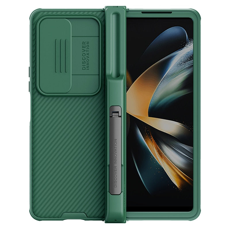 Case with Slide Camera Protector & Kickstand With S-Pen Pocket For Samsung Galaxy Z Fold 4 - casetiphone