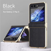 Samsung Galaxy Z Flip 5 Colorful Electroplated Plain Leather Case