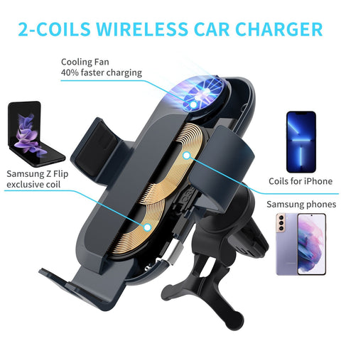 Dual Coil Car Wireless Charger For Samsung Galaxy Z Flip 4 - casetiphone