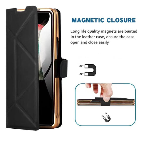 Leather Flip Stand S Pen Holder Slot Case For Samsung Galaxy Z Fold 4 - casetiphone