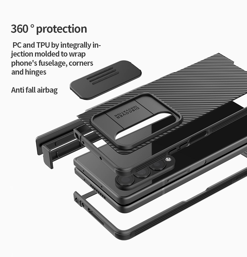Case with Slide Camera Protector & Kickstand With S-Pen Pocket For Samsung Galaxy Z Fold 4 - casetiphone