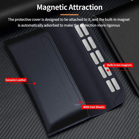 Genuine Leather Magnetic Pouch Case For Samsung Galaxy Z Fold 4 - casetiphone