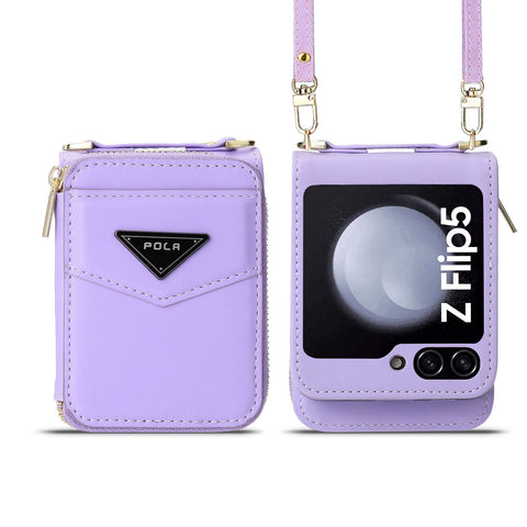 Leather Crossbody Wallet  Case for Z Flip 5