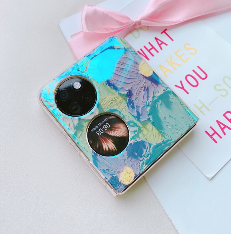 Fashion Oil Painting Flower Folding Phone Case For Huawei P50 Pocket - casetiphone