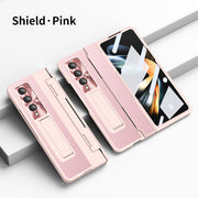 Newest Shield Hinge Plain Leather All-inclusive Drop-Proof Phone Case For Samsung Galaxy Z Fold3 Fold4 5G - casetiphone