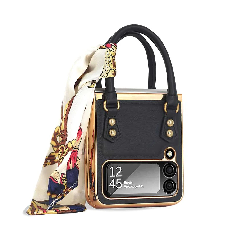 Newest Color Handbag Fashion Silk Scarf Galaxy Z Flip3 Flip4 Phone Case - casetiphone