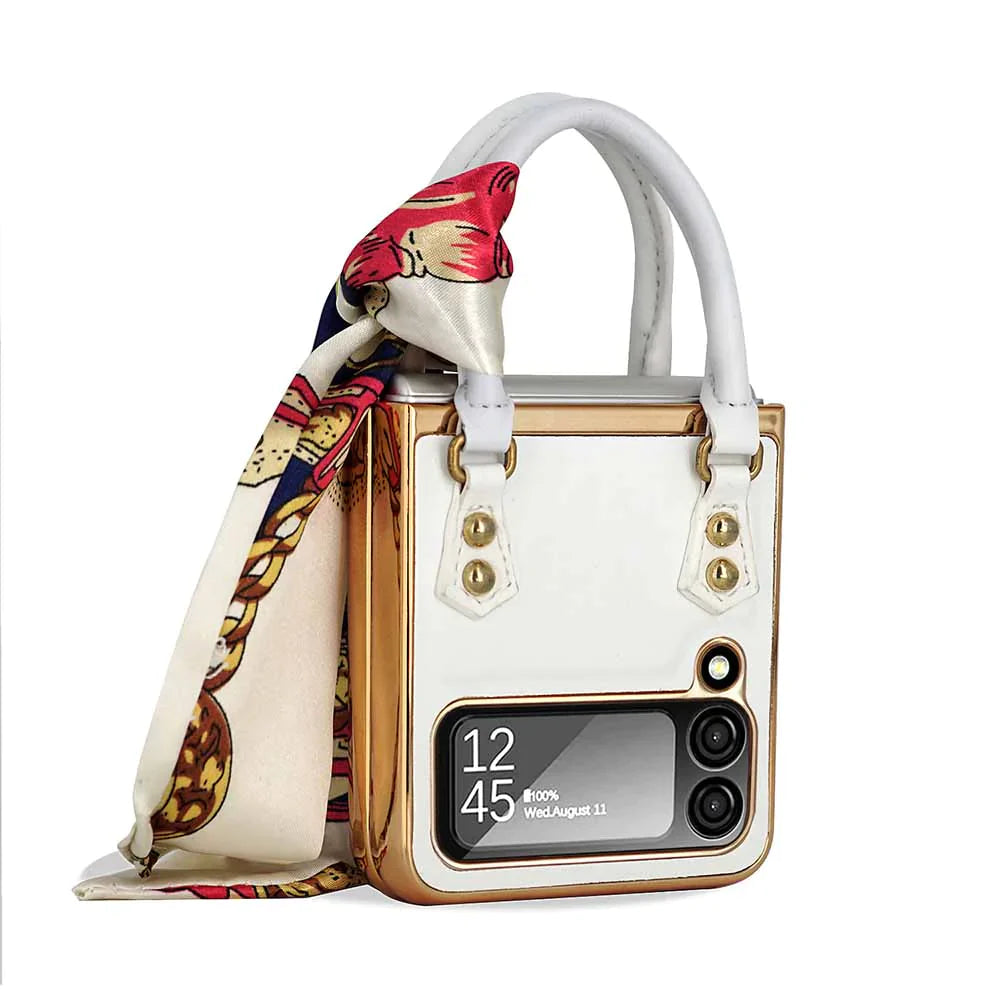 Newest Color Handbag Fashion Silk Scarf Galaxy Z Flip3 Flip4 Phone Case - casetiphone