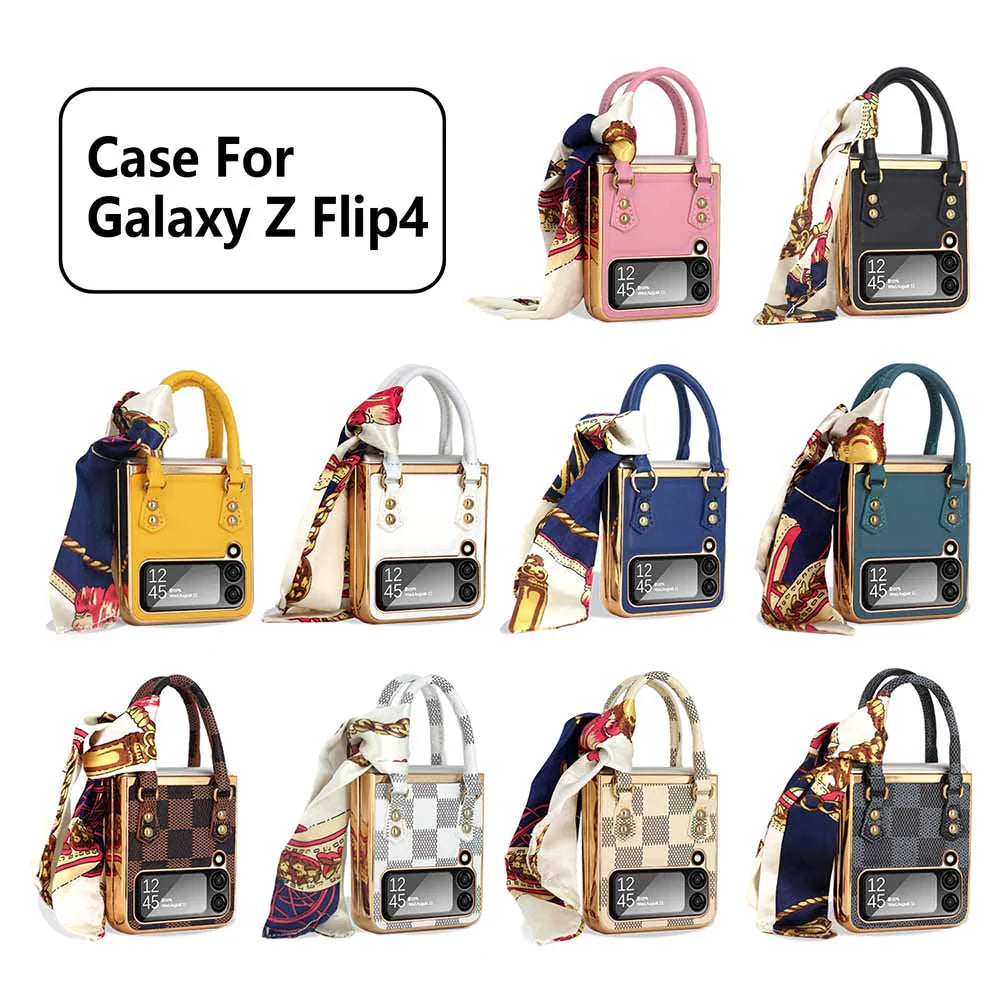 Newest Color Handbag Fashion Silk Scarf Galaxy Z Flip3 Flip4 Phone Case - casetiphone