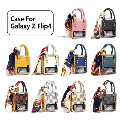 Newest Color Handbag Fashion Silk Scarf Galaxy Z Flip3 Flip4 Phone Case - casetiphone