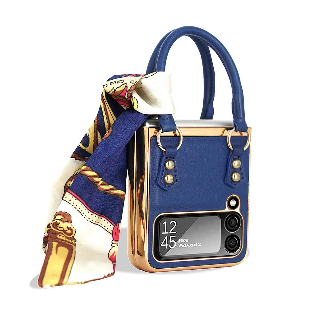 Newest Color Handbag Fashion Silk Scarf Galaxy Z Flip3 Flip4 Phone Case - casetiphone