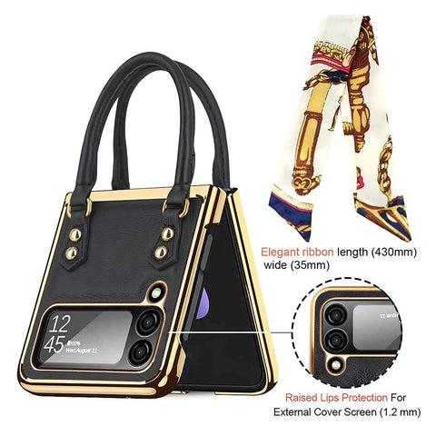 Newest Color Handbag Fashion Silk Scarf Galaxy Z Flip3 Flip4 Phone Case - casetiphone