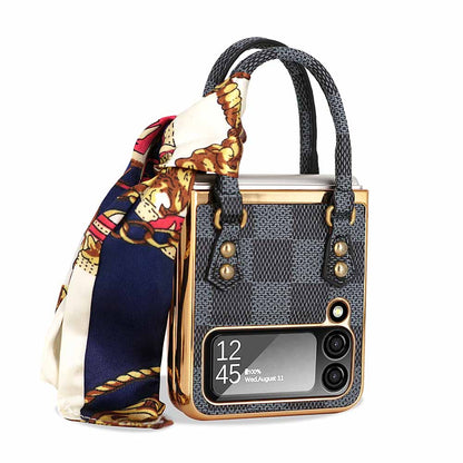 Newest Color Handbag Fashion Silk Scarf Galaxy Z Flip3 Flip4 Phone Case - casetiphone